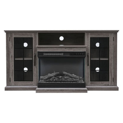 5ft Freestanding Fireplaces 3-Sided Electric Fireplace Rustic Grey TV Stand With Remote Control