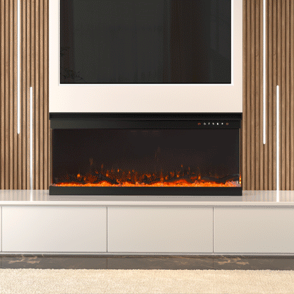 40/50/60/70-Inch 3-Sided Freestanding Electric Fireplace 12 Flame Colours and 5 Brightness Modes