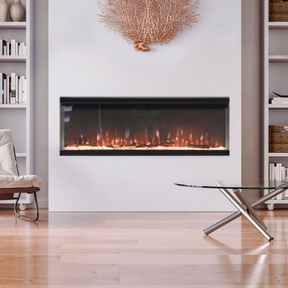 70/80-Inch 3-Sided Wall Mounted Electric Fireplace 12 Flame Colours