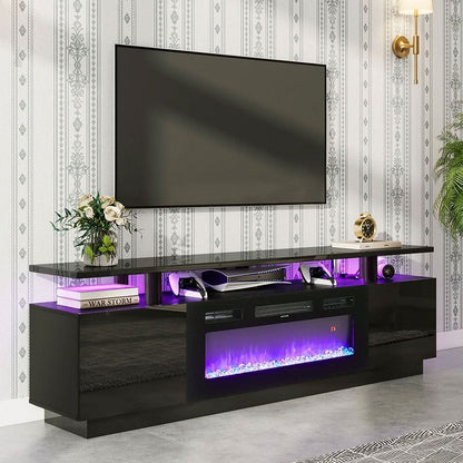 70 inch L Modern LED TV Stand with 12 Colour Electric Fireplace