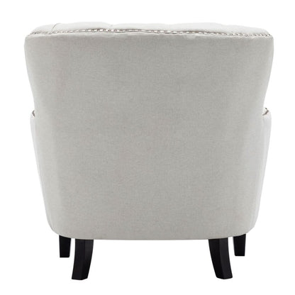 Modern Beige Club Chair Button Tufted Accent Chair