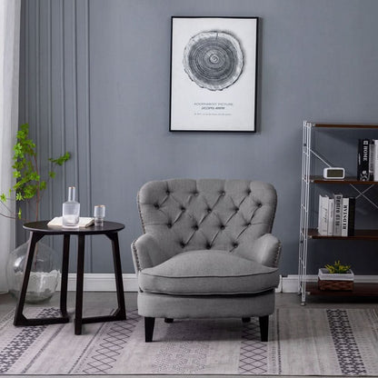 Modern Beige Club Chair Button Tufted Accent Chair