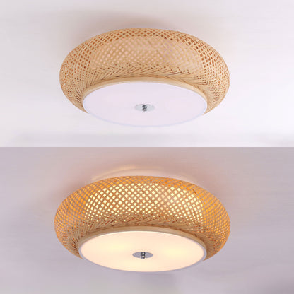 Lightsin Lutta-Handwoven Bamboo Ceiling Light – Zen-Style LED Fixture for Living Room, Bedroom & Dining Room