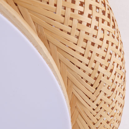 Lightsin Lutta-Handwoven Bamboo Ceiling Light – Zen-Style LED Fixture for Living Room, Bedroom & Dining Room