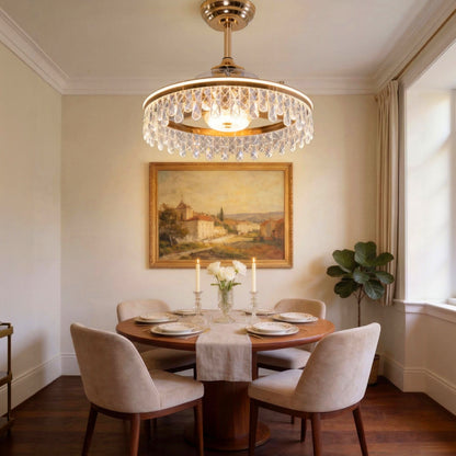 Lightsin 60cm Modern Gold Crystal Ceiling Fan with Light