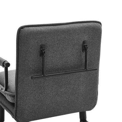 Grey/Khaki Upholstered Single Sleeper Chair Convertible Sofa Bed with Metal Legs