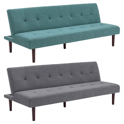 4ft Sofa Bed Contemporary Convertible Upholstered Green/ Grey