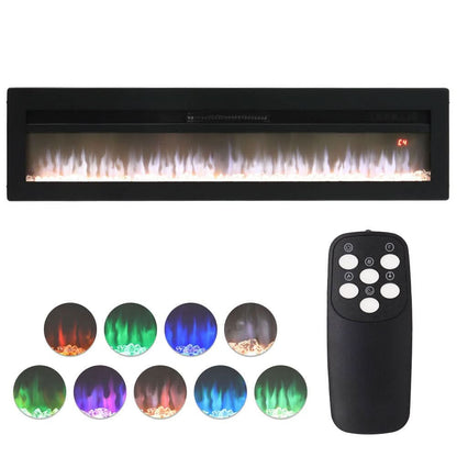 40/50/60 Inch Black/White 9 flame colour Electric Fireplace 1800W Wall Mounted Heater With Installation Kit