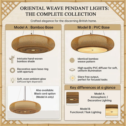 Lightsin Lutta-Handwoven Bamboo Pendant Light for Kitchen Island or Living Room