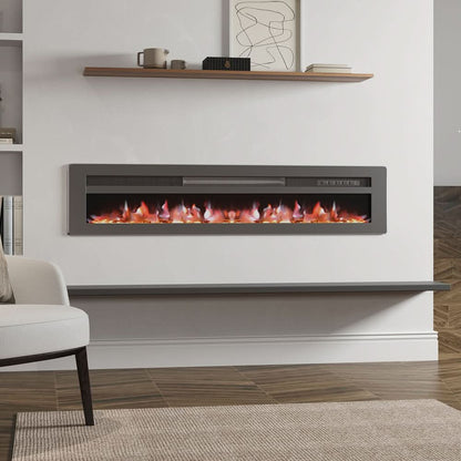 40/50/60 Inch Black/White 9 flame colour Electric Fireplace 1800W Wall Mounted Heater With Installation Kit