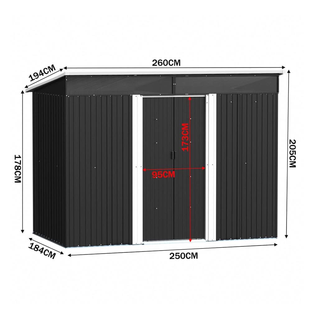 8.5X4ft/ 8.5X6ft Metal Garden Bike Sheds Storage Shed with Lockable Sliding Doors