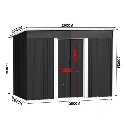 8.5X4ft/ 8.5X6ft Metal Garden Bike Sheds Storage Shed with Lockable Sliding Doors